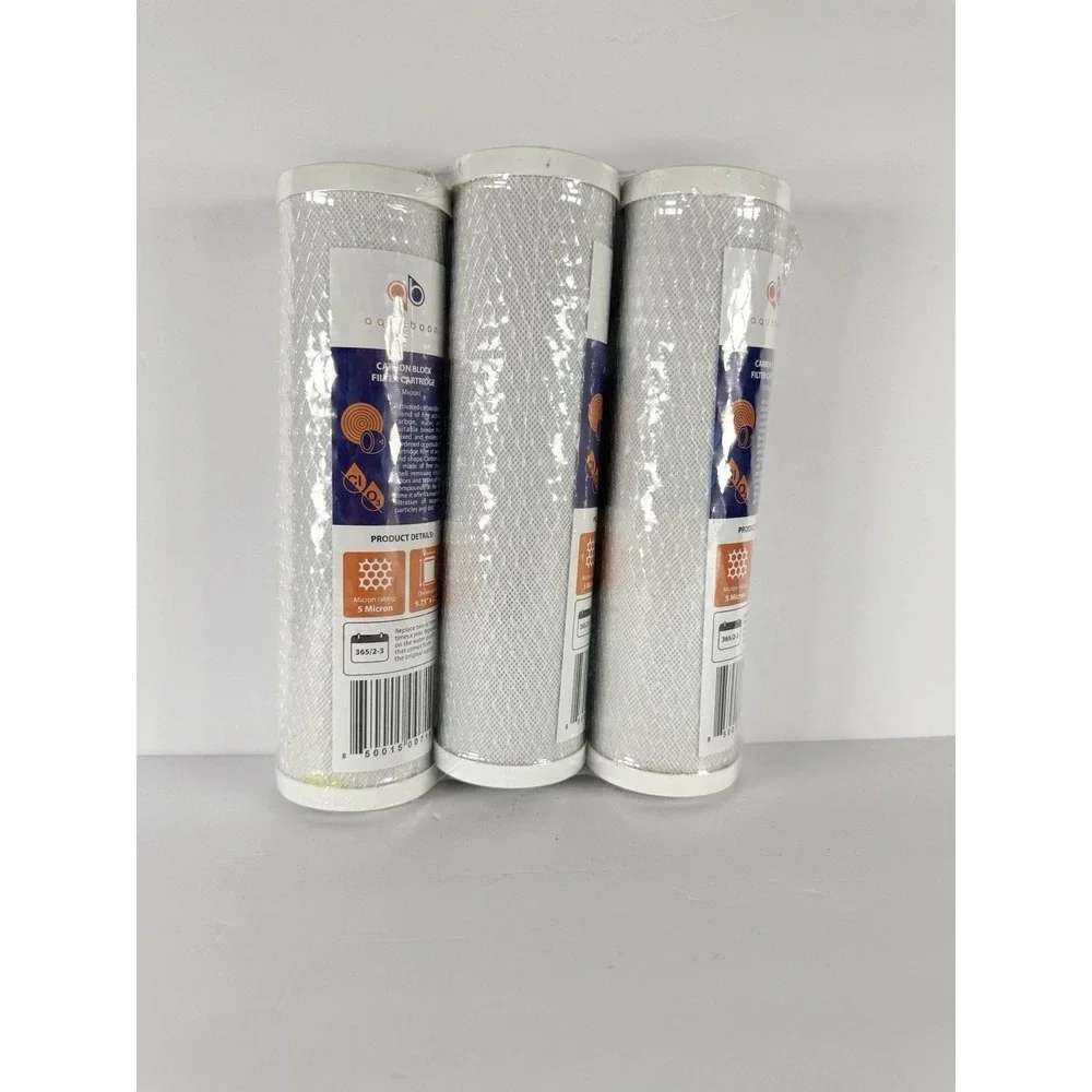 3 Lot- Aquaboon 5 Micron 9.75 x 2.5 Inch Carbon Block Filter Cartridge